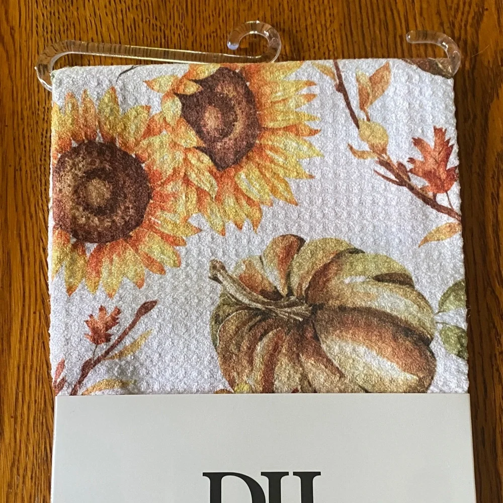 Sunflower & Pumpkin Kitchen Towel - Orange Accent
